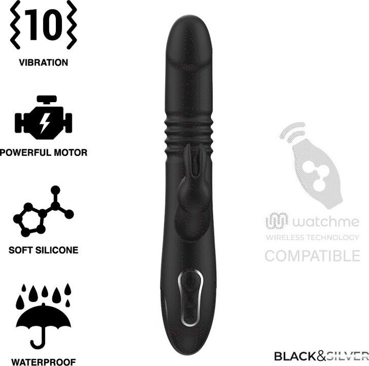 Actual product image Black&Silver Kenji Stimulating Vibe Watchme Wireless Technology Compatible