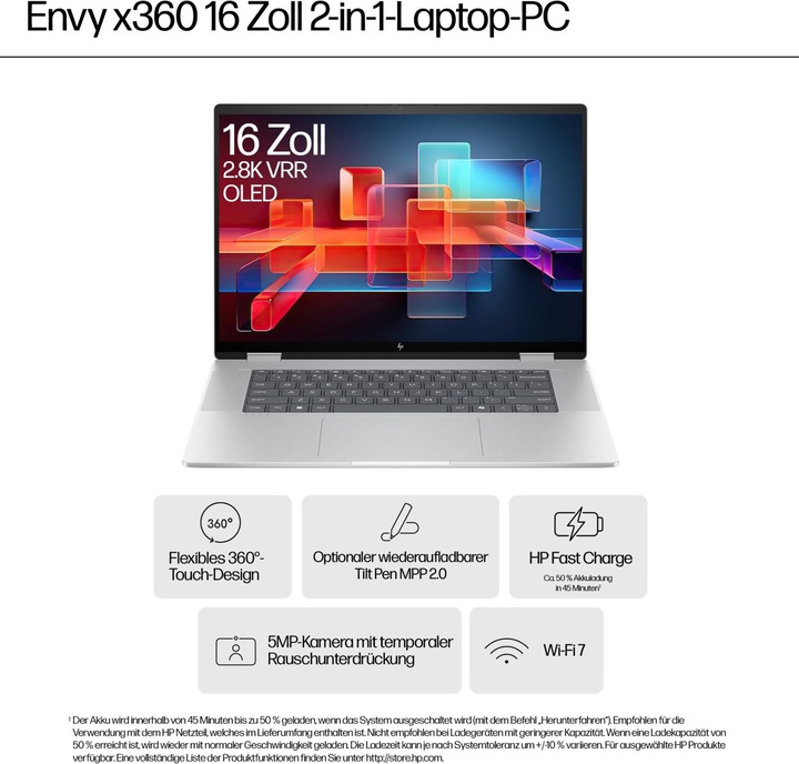 Produktbild HP ENVY x360 16-ad0172ng 16,0" 2.8k OLED Touch, AMD Ryzen 7 8840HS, 16GB RAM, 512 GB SSD, Windows 11 (16", AMD Ryzen 7 8840HS, 16 GB, 512 GB, DE)
