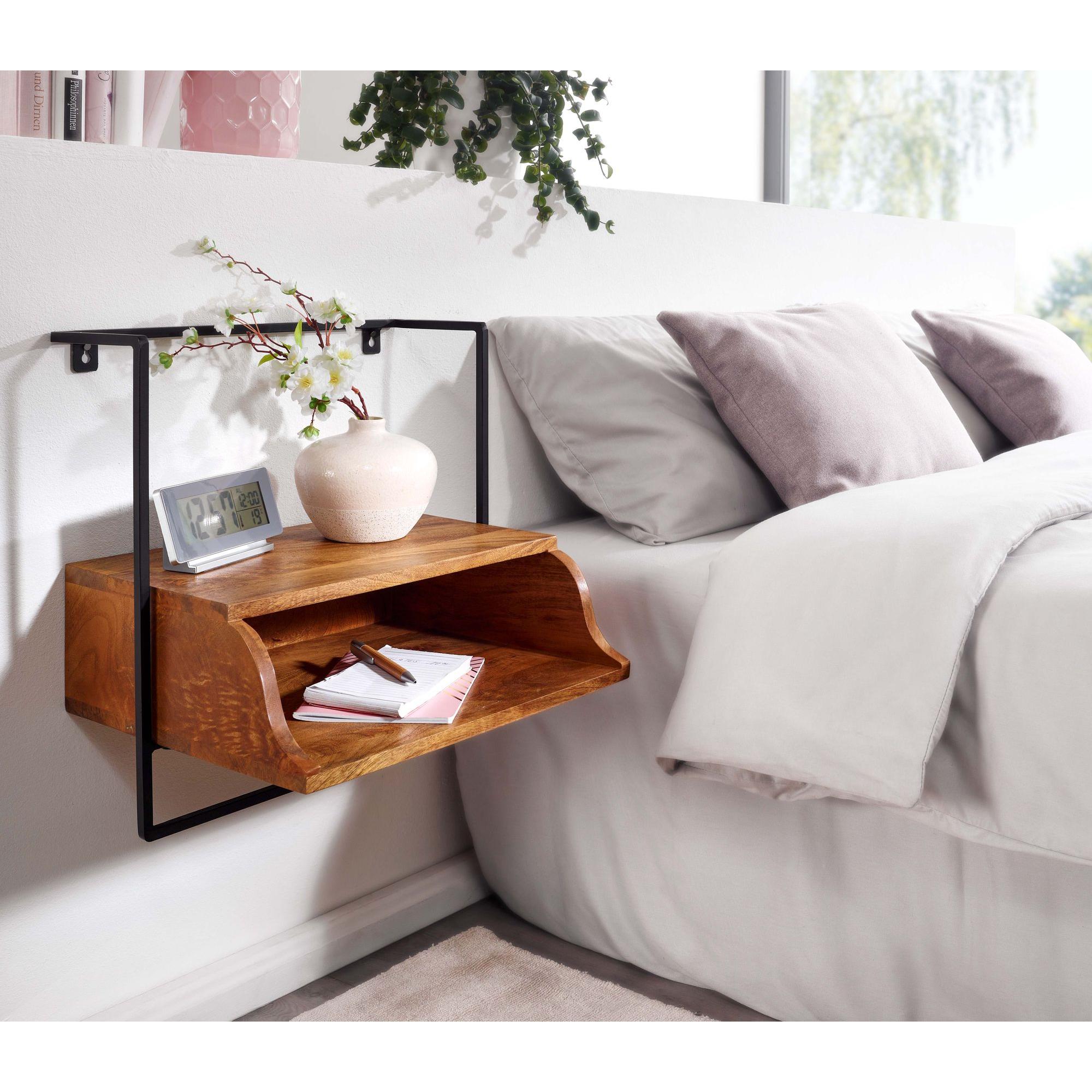 Thumbnail - FineBuy, Nachttisch, Nachtkonsole FB79568 44x45x35 cm Mango Massivholz Braun
