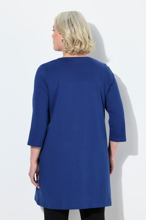 Produktbild Ulla Popken Longshirt, Ziernähte, A-Linie, V-Ausschnitt, 3/4-Arm (46, 48)
