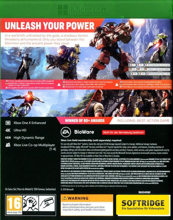 Image du produit Bioware Anthem (Xbox One X, Xbox Series X, Multilingue)