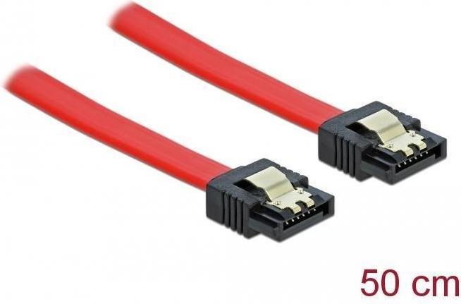 Image du produit Delock Câble SATA-3 : 50cm, clip métallique, rouge