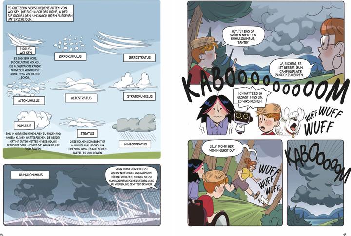 Actual product image National Geographic Wildes Wetter. Entdecke die extremsten Phänomene (Kreativ lernen mit Comics) (German, Fausto Chiodoni, Martina Naldi, Massimo Miato, Valentina Cambi, 2024)