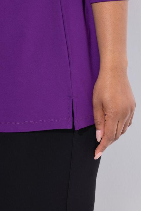 Produktbild Ulla Popken Punto-Shirt, A-Linie, Zipper, V-Ausschnitt, 3/4-Arm (56)