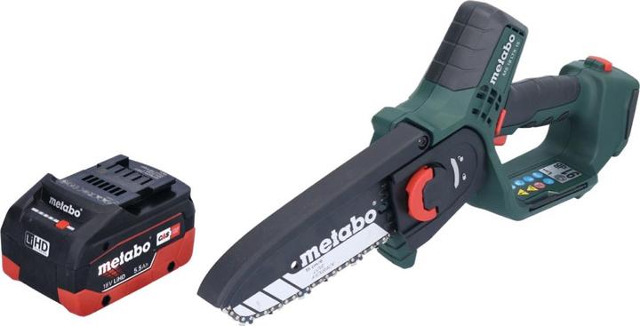 Metabo MS 18 LTX 15 Battery wood saw 18 V 15 cm 5 m/s + 1x battery 5.5 Ah - without charger (Battery chain saw)