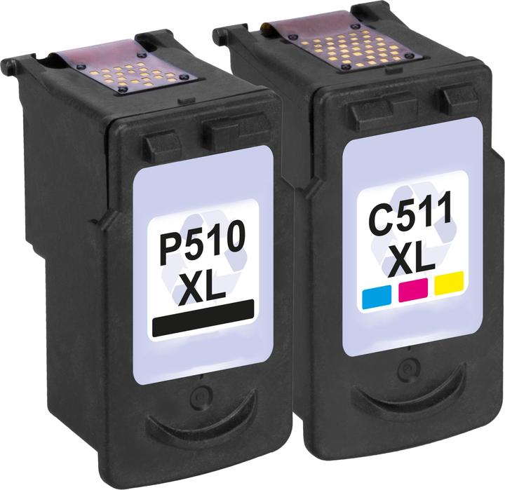 Actual product image Plutoos Canon PG-510 & CL-511 XL Cartridges XXL compatible, Set of 2 BK+CL (CL, FC)