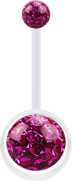 Immagine prodotto Star Piercing Banana trasparente con due sfere di cristallo fucsia strato protettivo epossidico (Materiale sintetico, senza ottone)