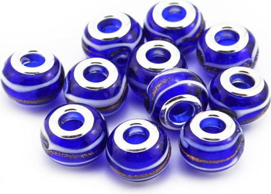 Produktbild Hermex Glas Bead versilbert 925 - Silbrig Blau (925er Silber)