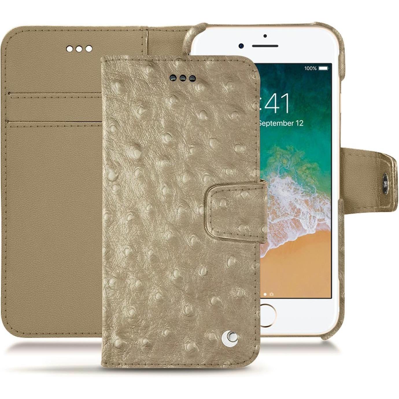 Noreve Lederschutzhülle Wallet (Apple iPhone 7), Smartphone Hülle, Beige
