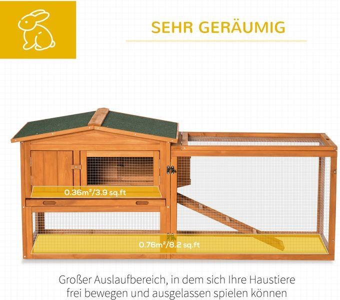 Produktbild Swisshandel24 Kleintierstall Tannenholz Kleintierhaus mit Asphaltdach Kleintierkäfig mit Bodenwanne und Rampe Gehe