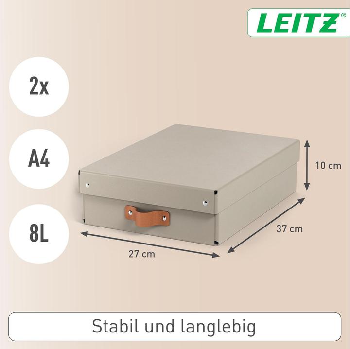 Produktbild Leitz Archivbox Puro Recyclingkarton Mittelgross und Flach mit Deckel (A4, A5)