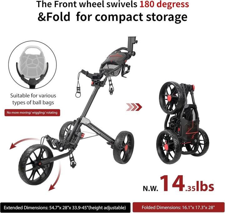 Produktbild Caddytek Carrello da Golf con 3 Ruote