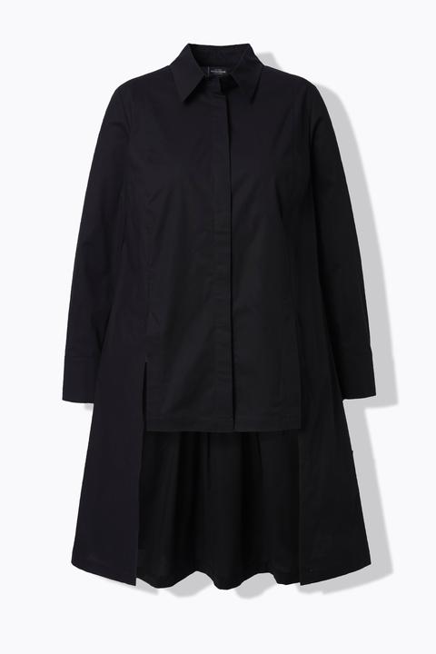 Immagine prodotto Ulla Popken Blusa dal taglio lungo e svasato con spacchetti, collo da camicia e maniche lunghe (60)