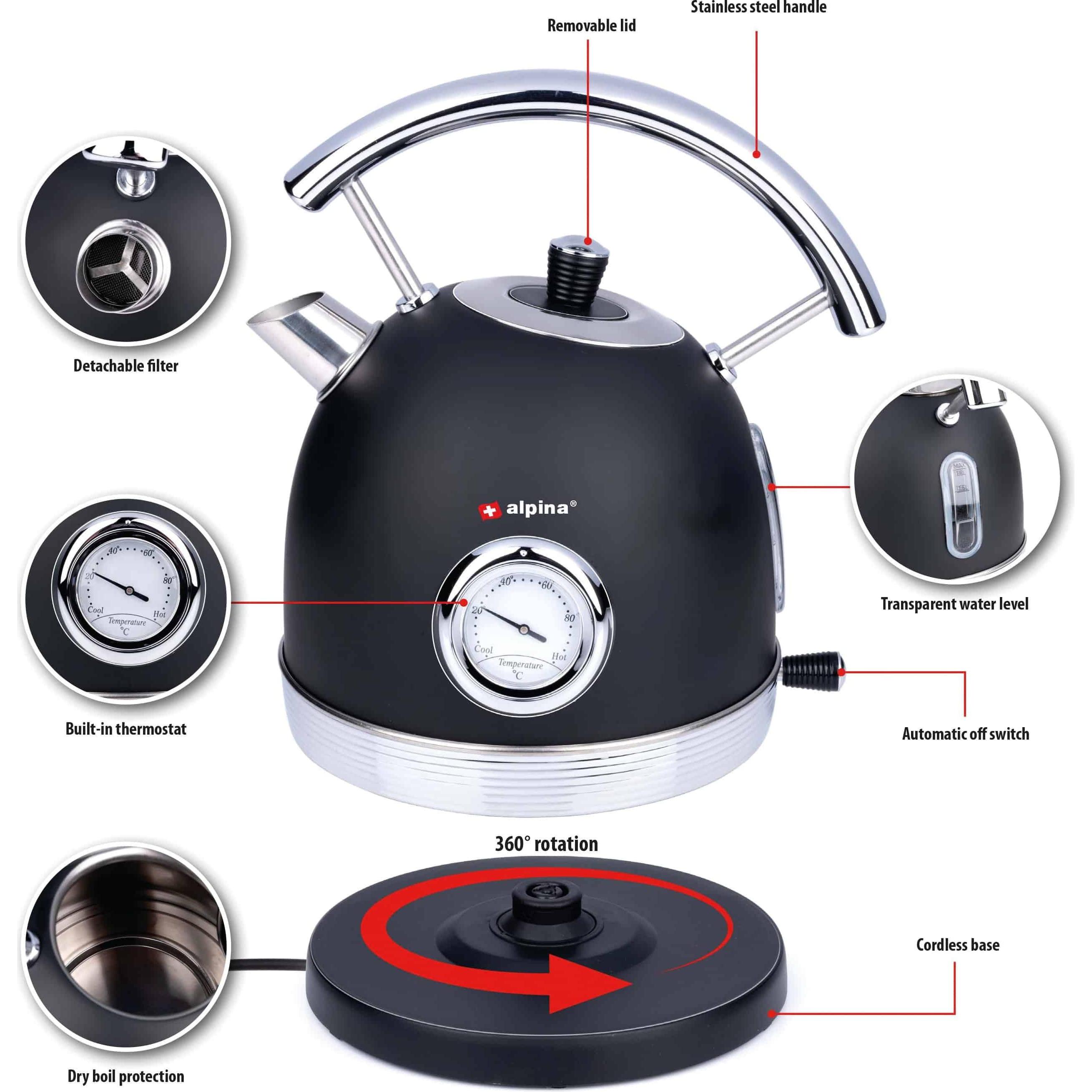 Thumbnail - alpina Water kettle 230V 1850-2200W, Wasserkocher, Schwarz