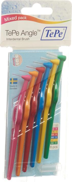 Actual product image TePe Interdental Brushes Angle Mixed Pack ISO 0-5 (6 x, 0.80 mm)