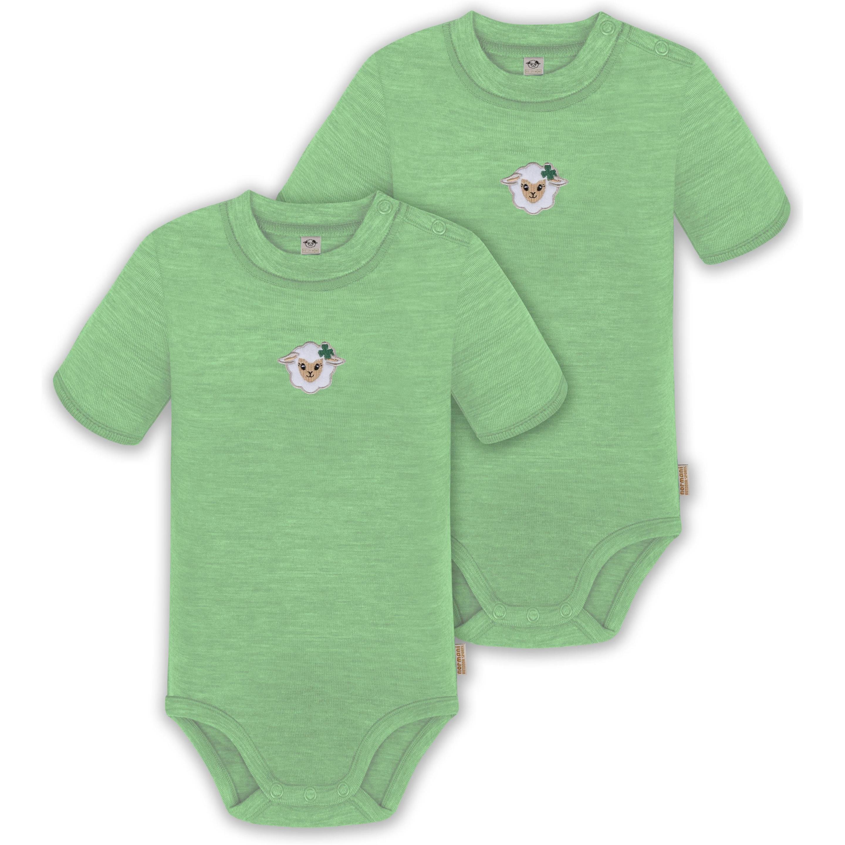 Normani, Body, 2er Set Baby Merino Kurzarmbody „Tihoi" - 9309, Grün, (68)