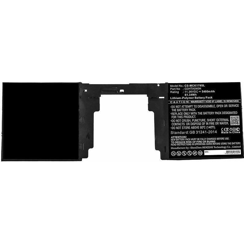 CoreParts Battery for Microsoft Tablet (5400 mAh), Notebook Akku, Schwarz