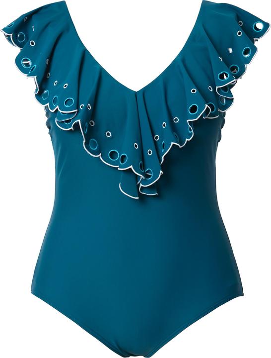 Image du produit Ulla Popken Maillot de bain avec bonnets souples, volant et broderie, matière recyclée (48)