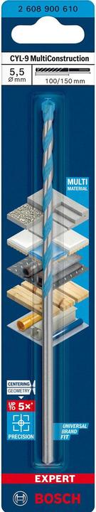 Produktbild Bosch Professional Zubehör EXPERT CYL-9 MultiConstruction Bohrer, 5,5 x 100 x 150 mm (5.5 mm)