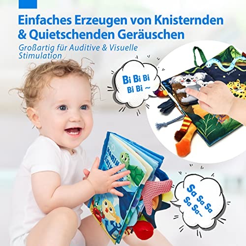 Produktbild Activity Board Babybuch Baby Stoffbuch - 2 Stück Buch Babyspielzeug - 3D Bilderbuch Stoffbücher Fühlbuch