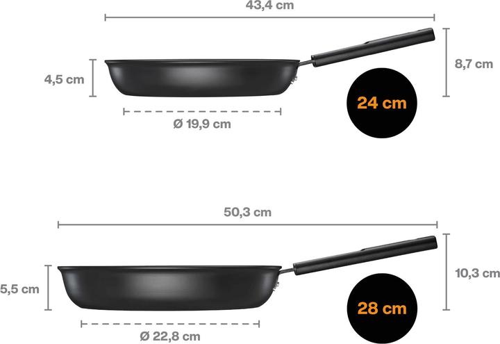 Productafbeelding Fiskars Hard Face nonstick frying pan set 24cm 28cm (Kookpotten en pannenset, Aluminium, 28 x 13 cm)