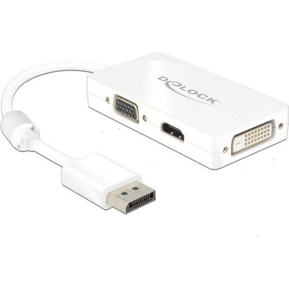 Delock DP zu (VGA, HDMI, DVI, 16 cm), Data + Video Adapter, Weiss