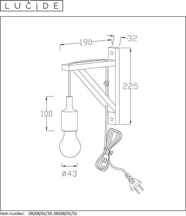 Actual product image Lucide Wall light (E27)