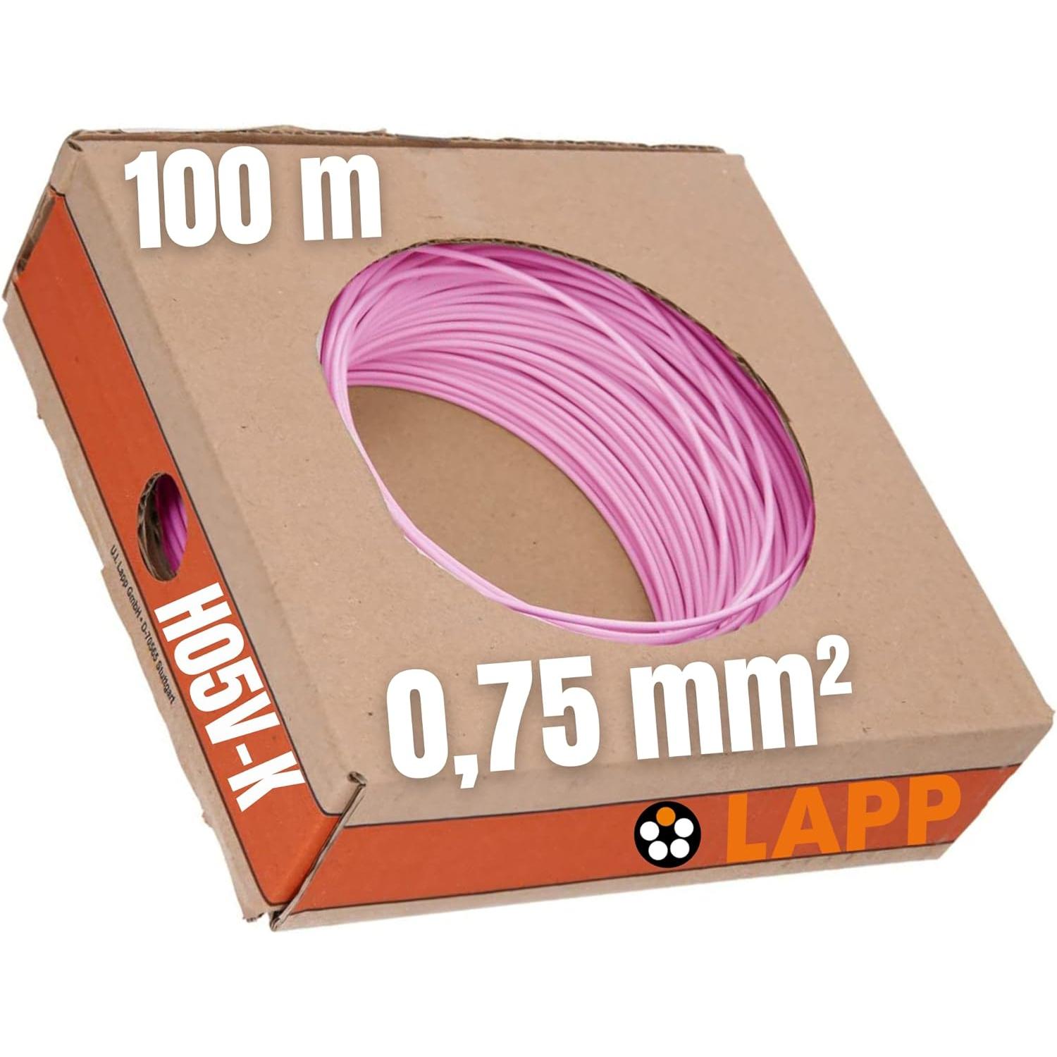 Lapp, Kabelleitung, Litze H05V-K 1 x 0.75 mm² Rosa (100 m)