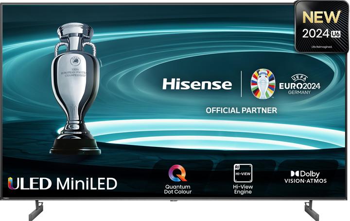 Produktbild Hisense TV 75U6NQ (189 cm (75 Zoll), schwarz/dunkelgrau, UltraHD/4K, Triple Tuner, Mini LED) (75", LED, 4K, 2024)