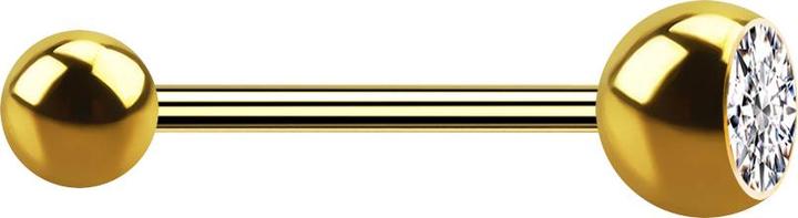 Immagine prodotto Star Piercing Micro bilanciere placcato oro con sfera e cristallo a sfera argento (senza ottone, Acciaio chirurgico 316L)