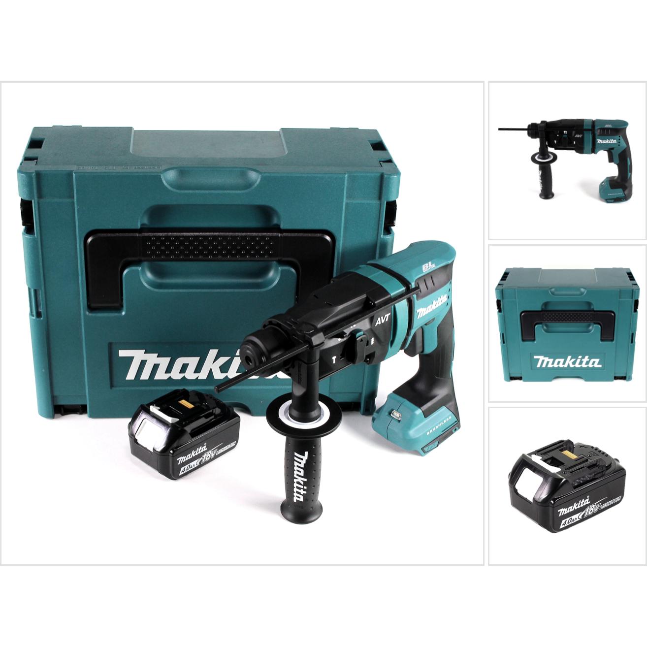 Makita, Trapano + Avvitatore a batteria, Trapano a percussione a batteria DHR 182 M1J 18V 1,7J SDS plus Brushless + 1x batteria 4,0Ah +