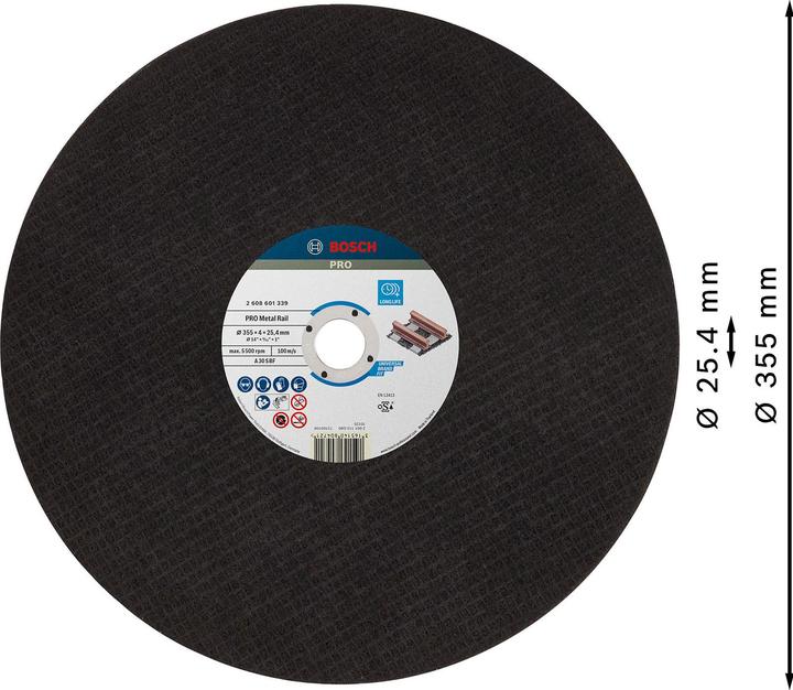Produktbild Bosch Professional PRO Rail Trennscheibe, 355 x 4 x 25,4 mm