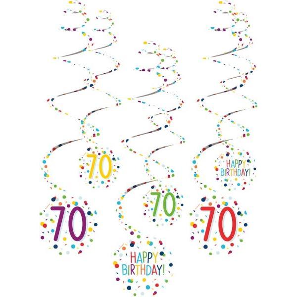 Magni spiralgirlanden 70 Confetti Birthday 61 cm Papier 6 Stück