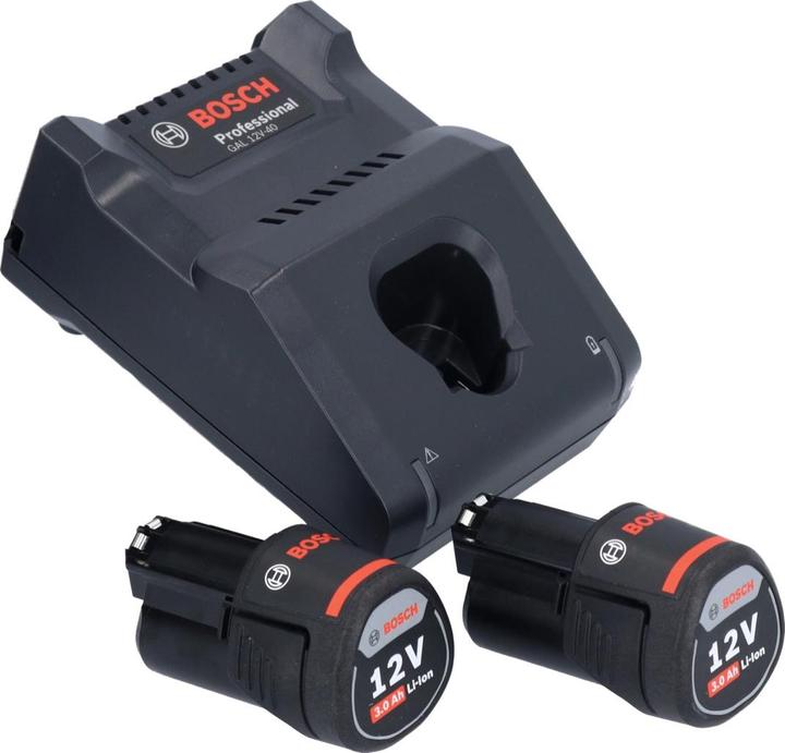 Produktbild Bosch Professional Bosch GSC 12V-13 Akku Blechschere 12V mit Sechskantstiftschlüssel + 2x Akku 3,0 Ah + Schnellladegerä