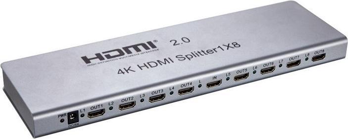 Image du produit D2 Diffusion Splitter HDM1 1 entrée mâle 8 sorties femelles - compatible 4K 60Hz
