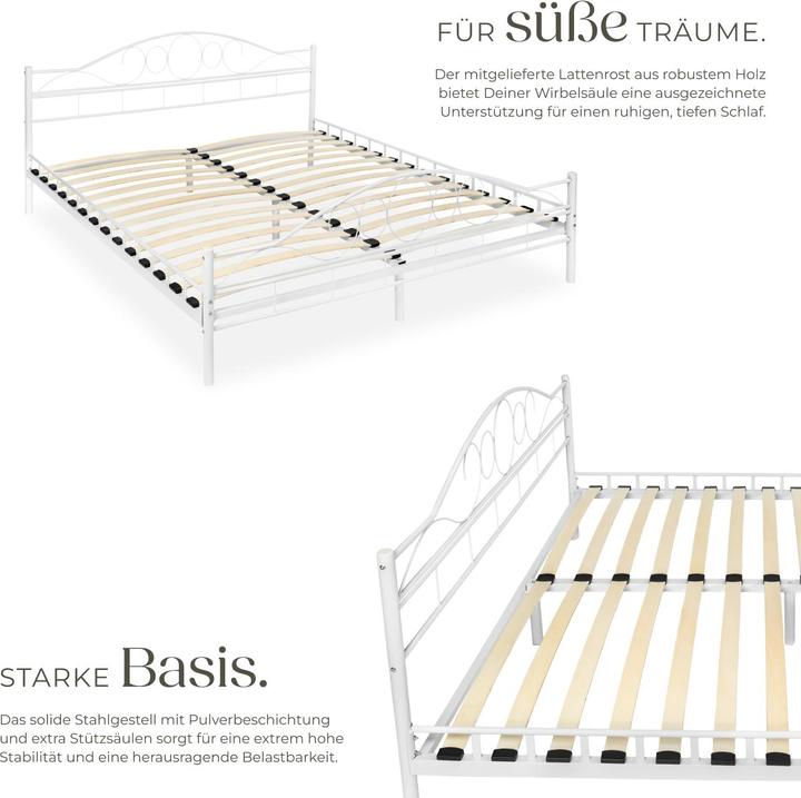 Produktbild tectake Metallbett (200 x 180 cm)