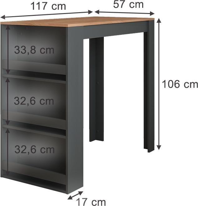 Actual product image Vicco Bar table Repose, Gold power oak/anthracite, 57 x 117 cm