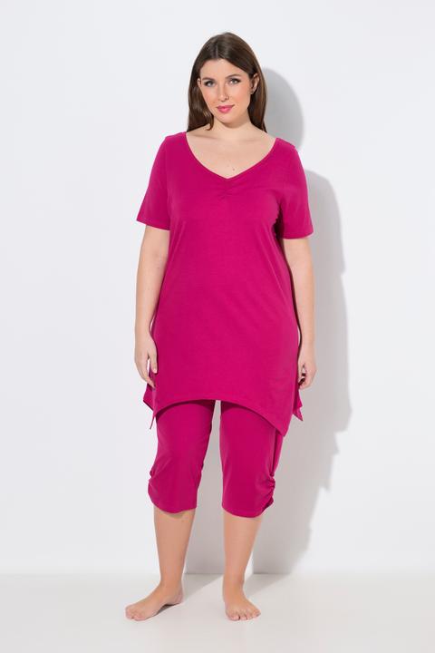 Produktbild Ulla Popken Pyjama, Zipfelsaum, V-Ausschnitt, Halbarm (46, 48)