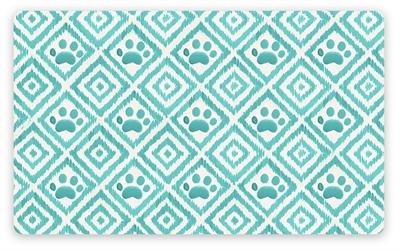 Tarhong Bowl mat PVC Paw Ikat, 29.2 x 48.3cm, H 2 mm, turquoise