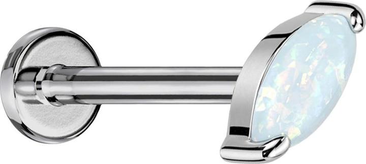 Produktbild Star Piercing Micro Labret Innengewinde silber Ovaler Opal weiss (ohne Messing, Titan)