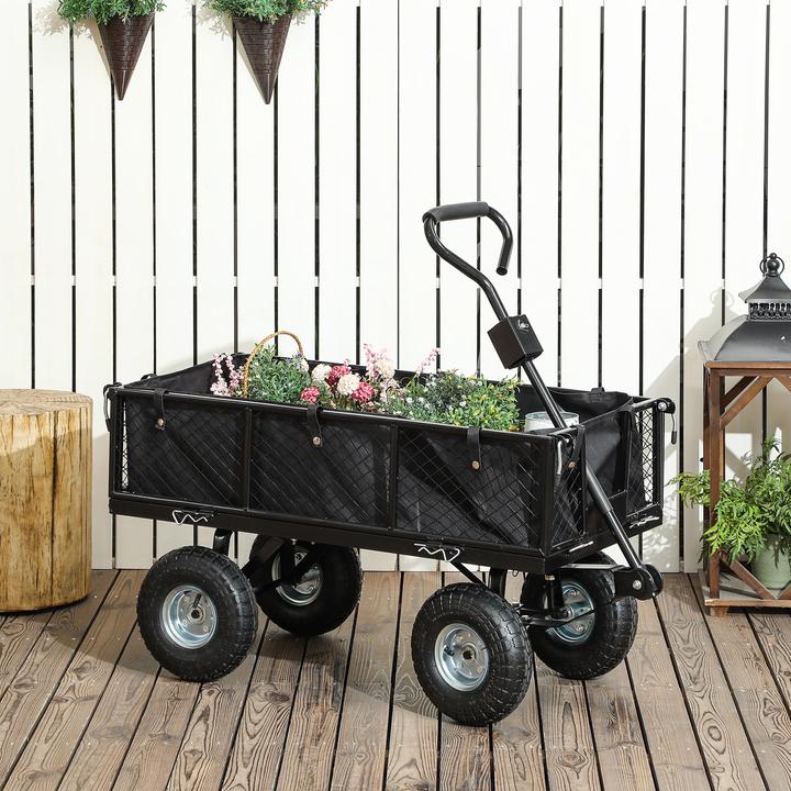 Produktbild Outsunny Gartenwagen Stahl, Oxfordstoff Schwarz