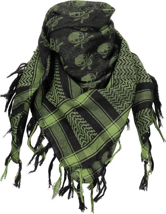 Mfh Halstuch, "Shemagh", oliv-schwarz, mit Totenkopf