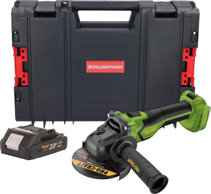 Produktbild Procraft PGA22-BB Akku Winkelschleifer 20 V 125 mm Brushless + 1x Akku 2,0 Ah + RHINO Toolcase - (125 mm)