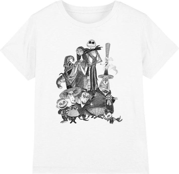 Actual product image The Nightmare Before Christmas Childrens/Kids Jack Sally Monster Drawing T-Shirt