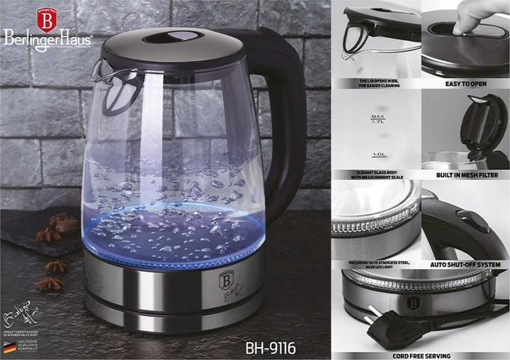 Productafbeelding BerlingerHaus Waterkoker Glas 1.7L Chroomstaal (1.70 l)