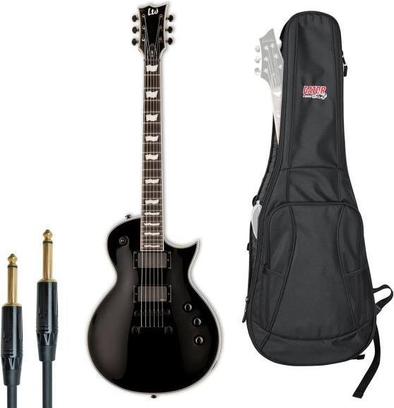 Actual product image ESP LTD EC-401BK Electric Guitar with Gator Gig Bag (Electric guitar, Mahogany, Nylon, Pao-Ferro)