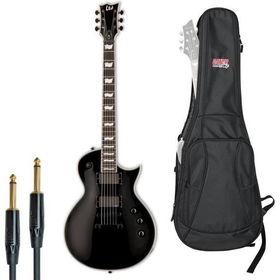 ESP LTD EC-401BK E-Gitarre mit Gator Gig Bag (E-Gitarre, Mahagoni, Ahorn, Nato), Gitarre, Schwarz