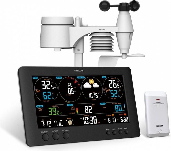 Produktbild Sencor Professionelle METEO WiFi-Station SWS 12500 mit LCD-Display, 21,4 cm Farbe