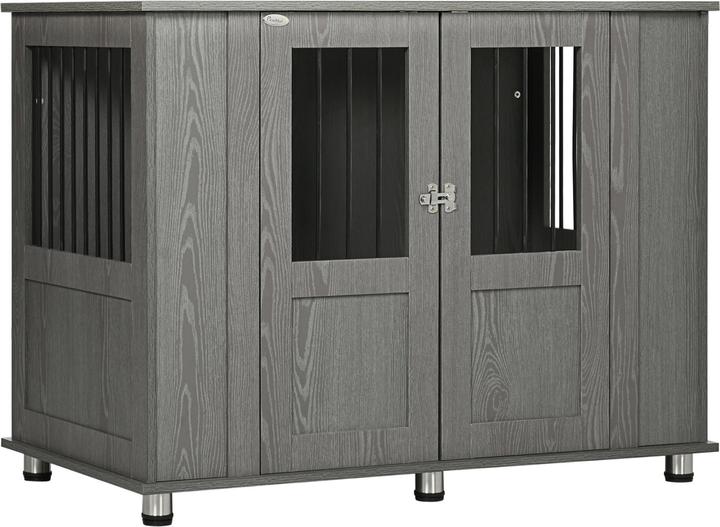 PawHut Hundekäfig Spanplatte, Stahl Grau (Dog kennel)