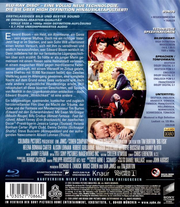 Image du produit Big Fish La magie qui fait d'une vie une légende (Blu-ray, 2003, Allemand, Français, Anglais)